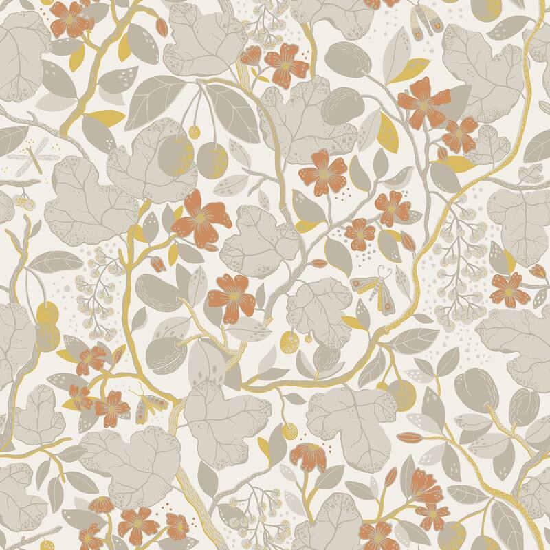 A-Street Prints Ewald Grey Garden Vines Wallpaper
