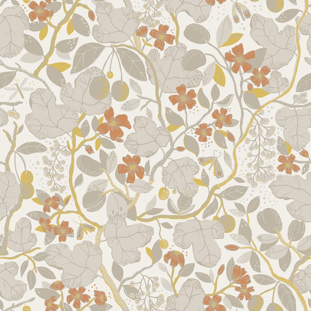 A-Street Prints Ewald Grey Garden Vines Wallpaper