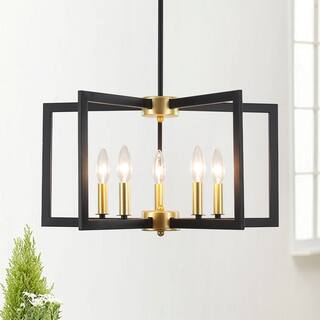 Modern Farmhouse Dining Room Light Fixtures Geometric Candle Chandelier, 5 Light 21.25" Wide Chandelier - 25.59'' H X 21.25'' W