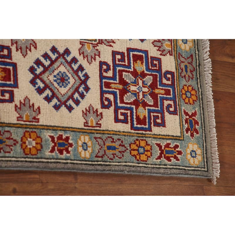 Gray Kazak Living Room Area Rug Hand-Knotted Wool Carpet - 6'9" x 10'2"
