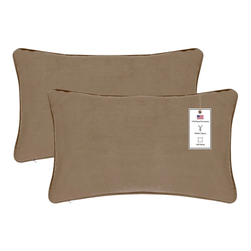 A1HC Set of 2 Luxurious Fine Soft Velvet Throw Pillow Covers Only, For Sofas, Beds, Vibrant Colors and Hidden Zipper