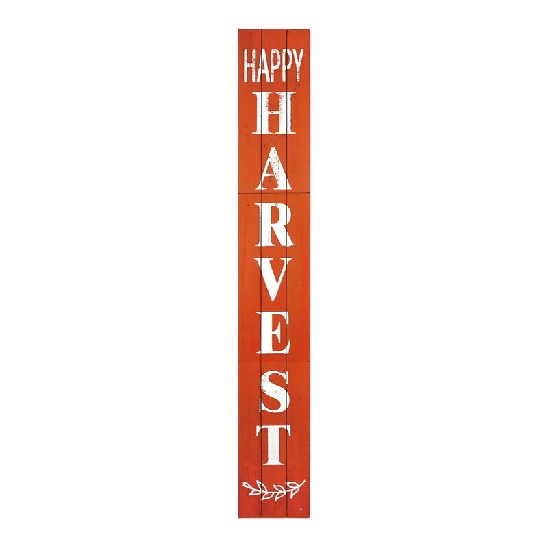 HomeRoots 72" Orange Solid Wood Happy Harvest Porch Sign