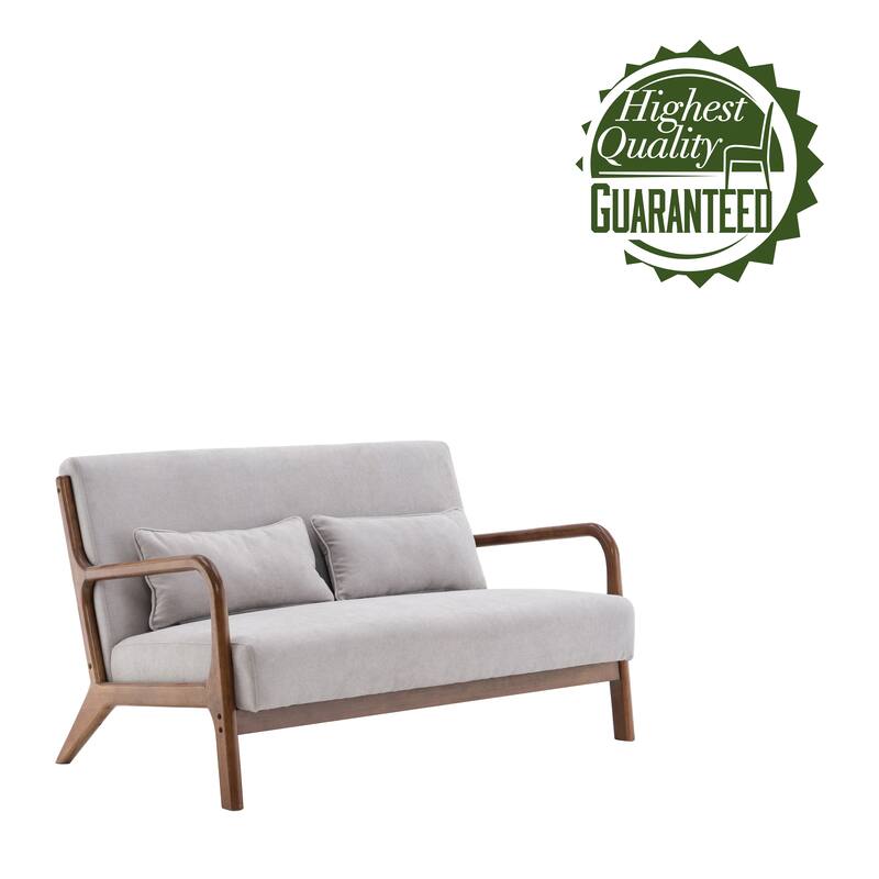 Porthos Home Juno Fabric Loveseat Small Couch Sofa with Pillows, Rubberwood Frame
