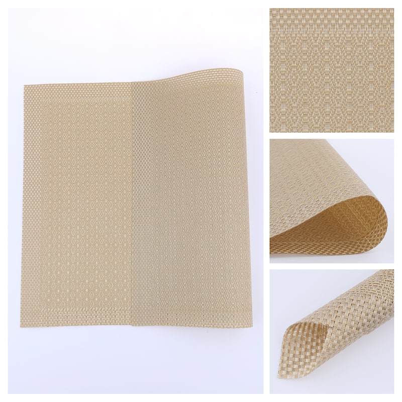Rustic Placemats Set of 6 Placemats for Dining Table Decor Indoor Outdoor Kitchen Table Mat - 18*12in - Gold