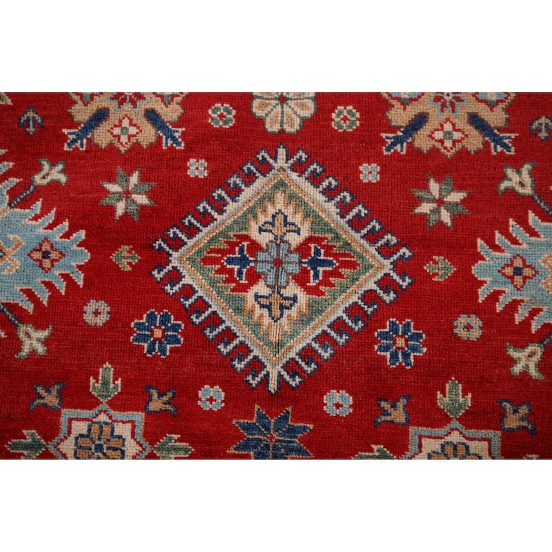Red Kazak Area Rug Hand-Knotted Oriental Wool Carpet - 6'5" x 9'9"