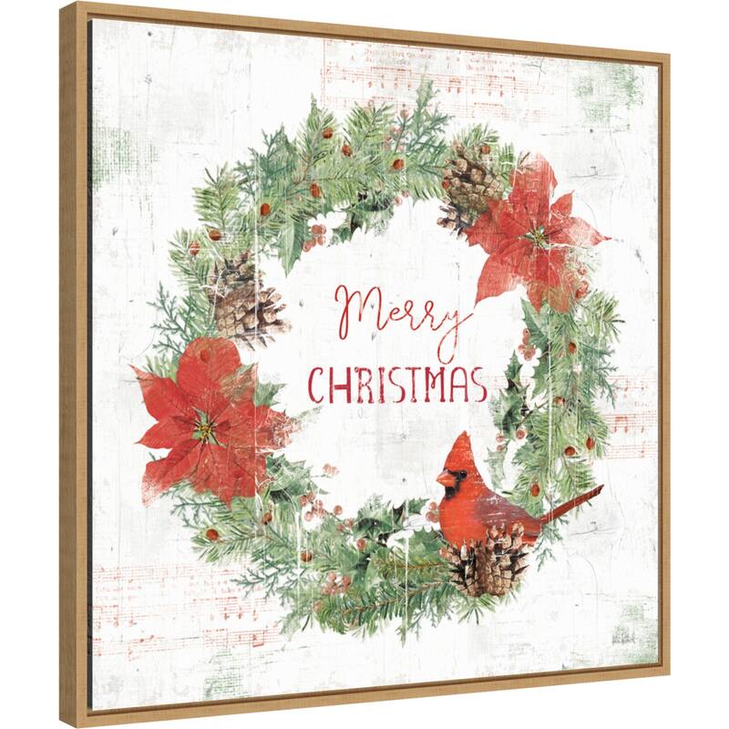 Wooded Holiday V Christmas by Katie Pertiet Canvas Art Framed - 22 x 22 in