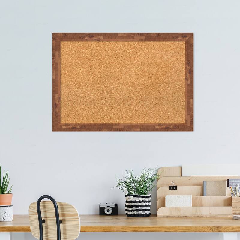 Fresco Wood Framed Natural Corkboard Bulletin Board