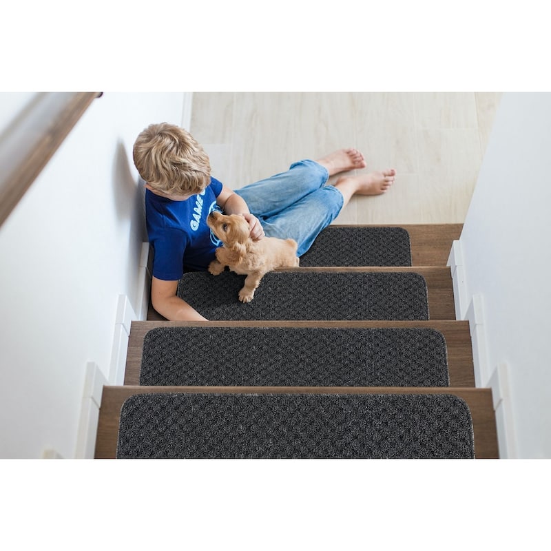 Indoor Non Slip Stair Treads and Landing Mats - Grey - Set of 13