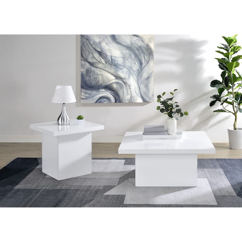 Devar Square Coffee And End Table Set - 2-piece set - White High Gloss