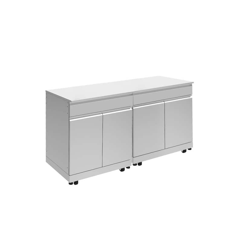 Transolid OBC6424 Outdoor Kitchen 64-in x 24-in x 37-in Double Base Cabinet, Stainless Steel - 64-in x 24-in x 37-in