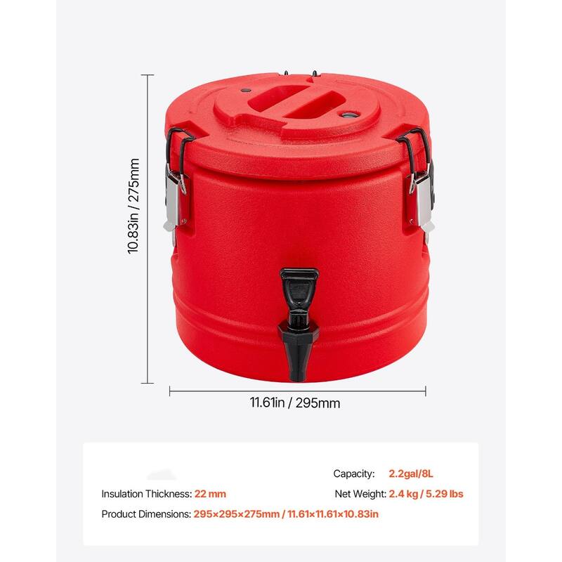 8L Hot and Cold Drink Dispenser with Leak-Proof Spigot Thermal Beverage Server for Catering - 11.61 x 11.61 x 10.83 inch