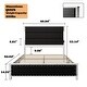 preview thumbnail 3 of 5, Queen Size Platform Bed Frame with Headboard, Upholstered Bed Frame with Charging Station and LED Lights, Wood Slats, Dark Grey