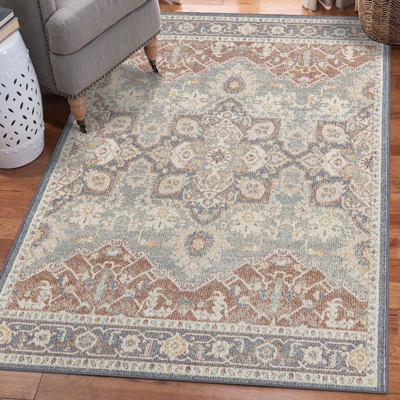 Luxe Weavers Bohemian Floral Area Rug, Indoor Carpet - 9' x 12' - Cream