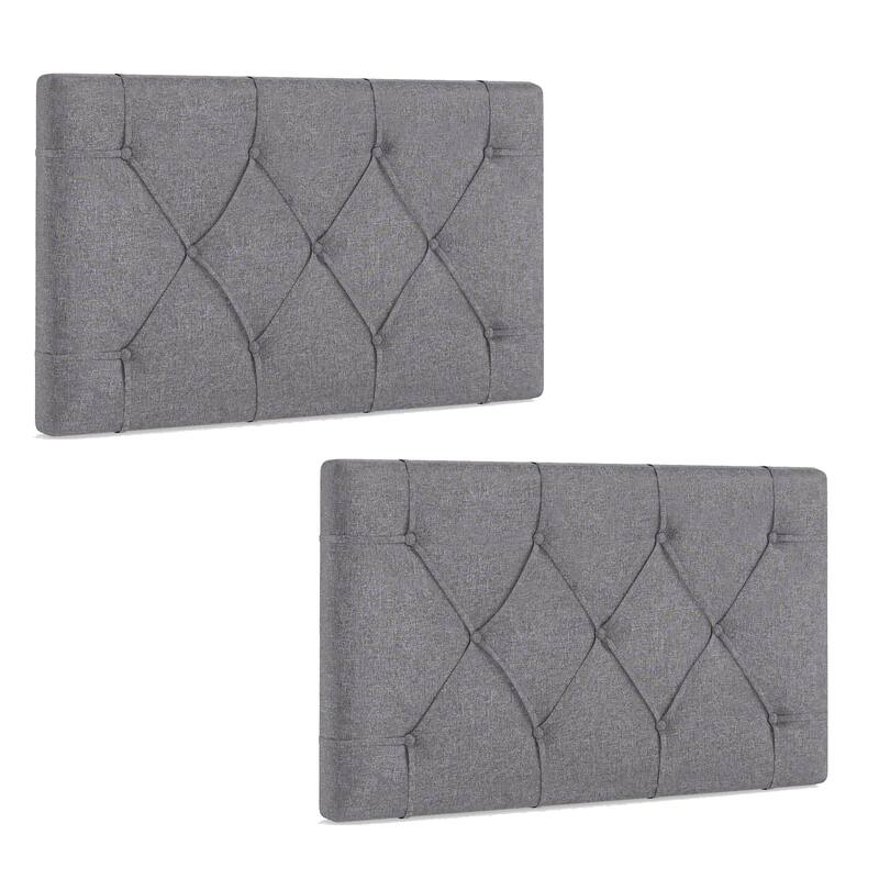 Gymax 2PCS Upholstered Headboard for Twin Size Bed w/ Fabric - Grey - Twin