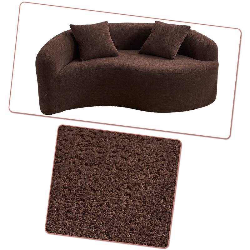 Modern 2-Seater Frame-Free Compressed Curved Chenille Upholstered Loveseat Sofa