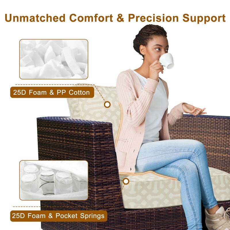 Aoodor 24x24x6 Inch Outdoor Patio Chair Cushions Set, Weather-Resistant Sunbrella Fabric Outdoor Cushion, Set of 2
