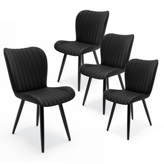 19.7" Modern PU Leather Dining Chairs with Metal Legs, Set of 4 - Bed ...