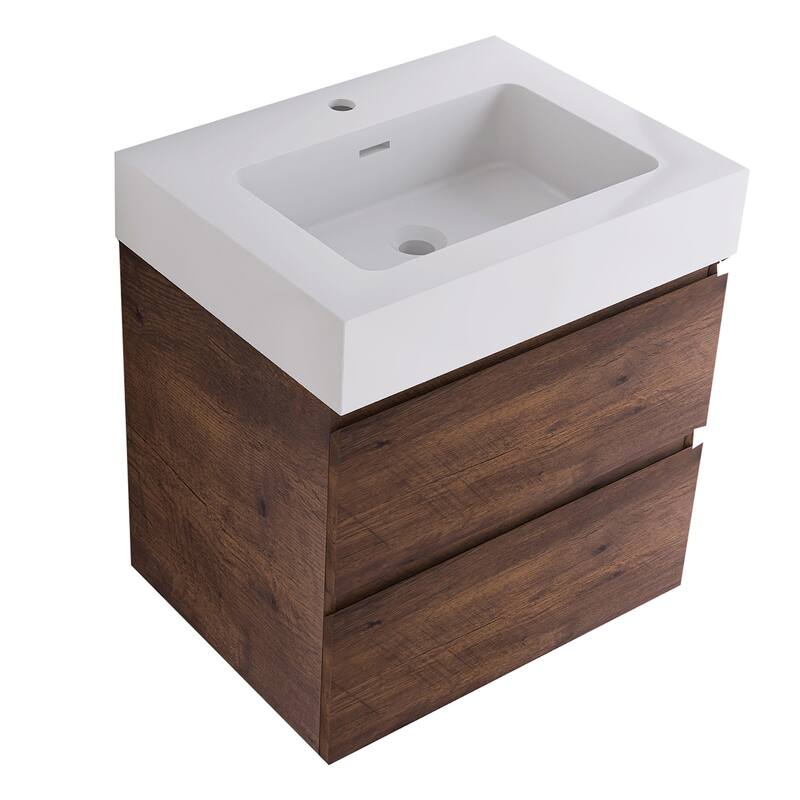 Single Sink Floating Bath Vanity in with Solid Surface Top