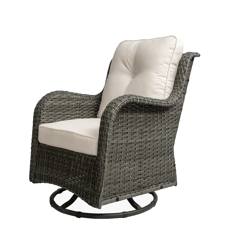 Patio Rattan Chairs Outdoor Wicker Swivel Rocker with Cushion