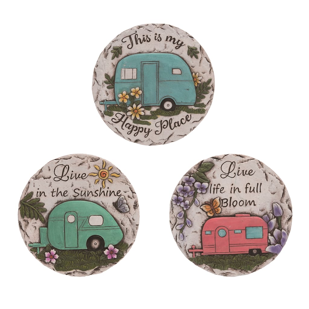 Transpac Resin Camper Garden Stone Set of 3 Spring Home Decorations