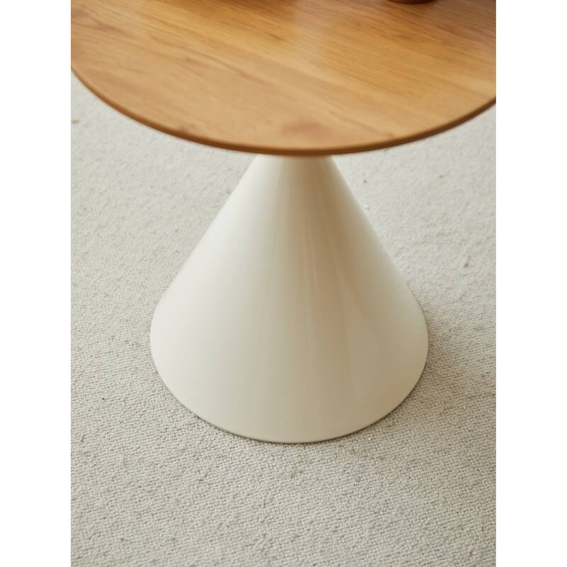 Set of 2 Round Coffee and Side Tables MDF Top Metal Double Cone Base