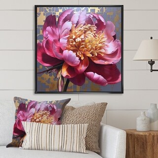 Designart "Pink Peony Captivating I" Peonies Framed Canvas Prints - Bed ...
