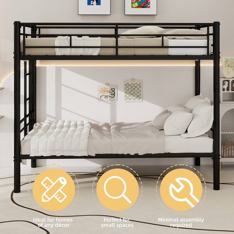 GDFStudio - Twin Over Twin Metal Convertible Bunk Bed Frame