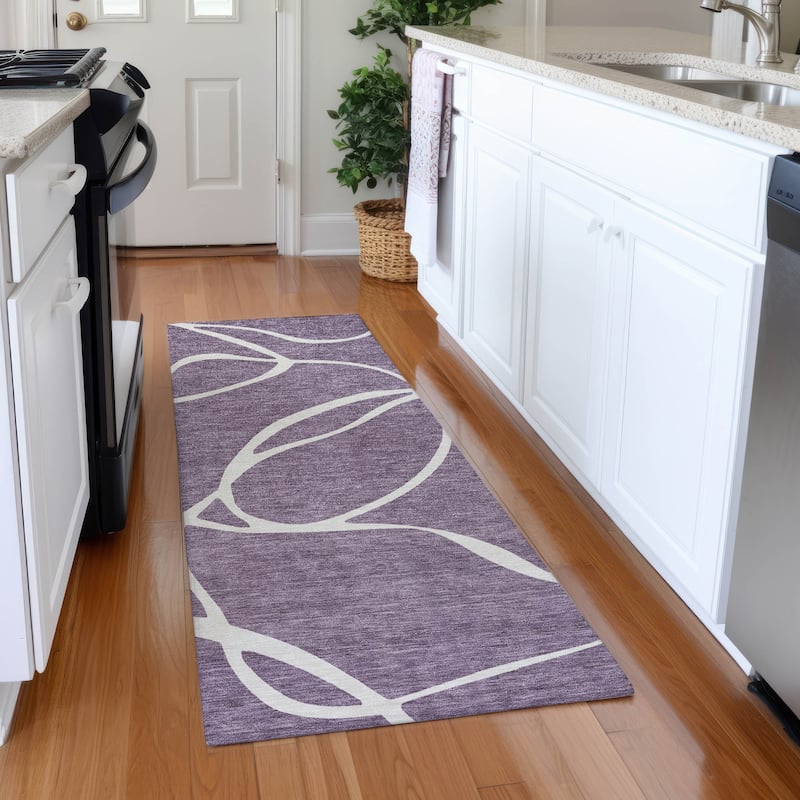 Premium Washable Super Soft Abstract Dash Mayfield Rug - Purple - 2'3" x 7'6"