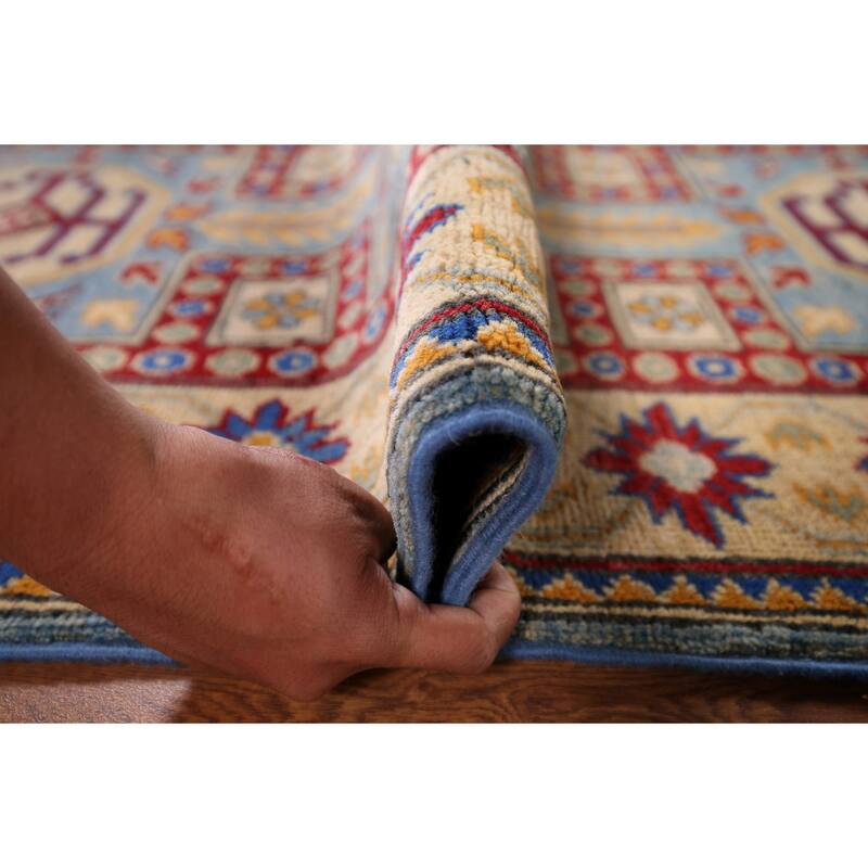 Light Blue Kazak Runner Rug Handmade Wool Carpet - 2'7" x 20'7"