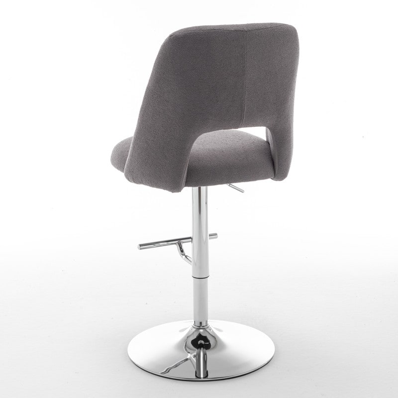 Best Quality Furniture Adjustable Textured Fabric Barstools with Chrome Finish Base (Set of 2)