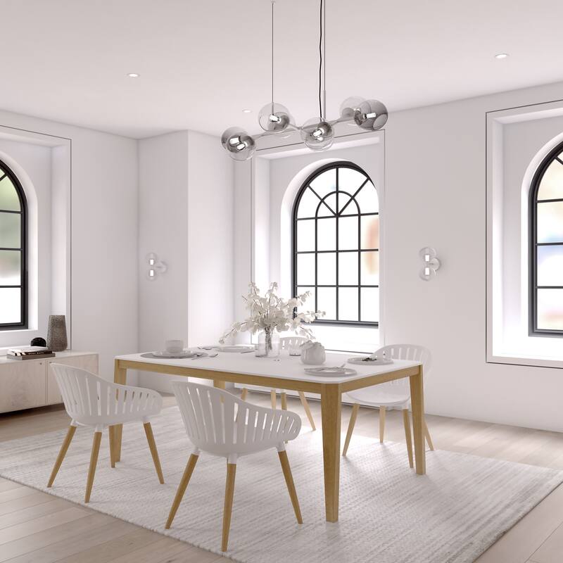 Midtown Concept Indoor 5pc Petheer Dining Set - White Table and White Chairs