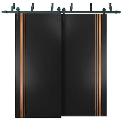 Barn Bypass Doors 36 x 80 Planum 1010 Matte Black with Sturdy 6.6ft