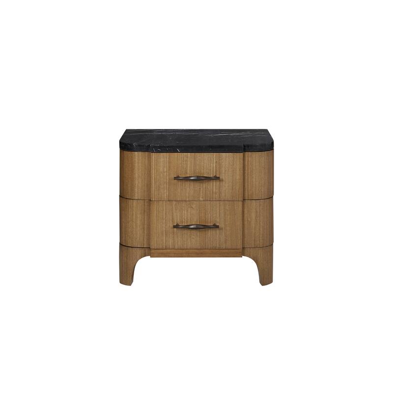 2 Drawer Nightstand (Stone Top) - Tan