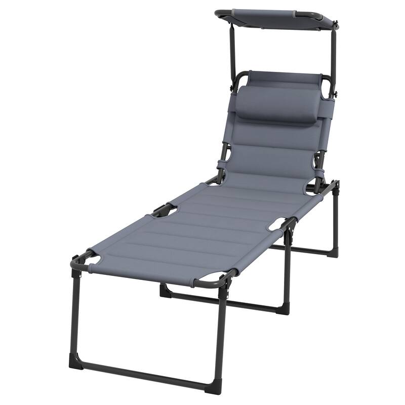 Adjustable Folding Recliner with Awning Top and Pillow