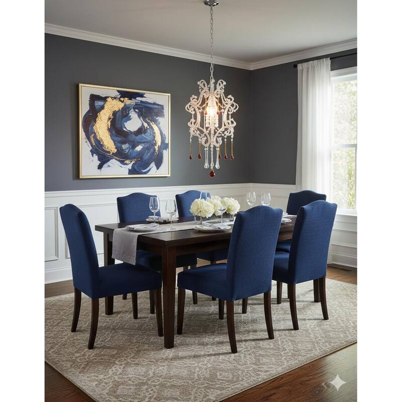 1-Light Chrome Chandelier With Clear And Amber Crystals