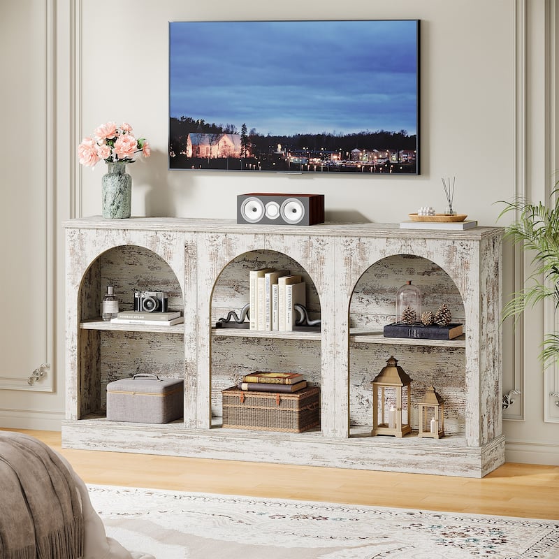 Farmhouse TV Stand for TVs Up to 65 Inches, Farmhouse Entertainment Center with Storage