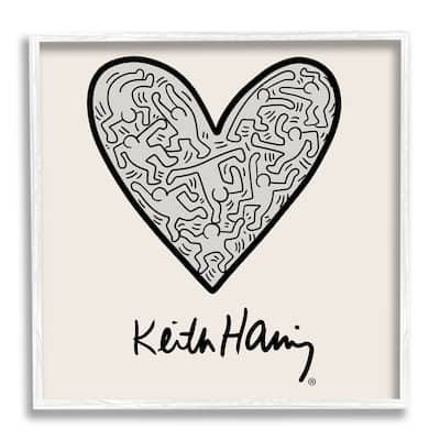 Stupell Keith Haring People Inside Heart Pattern Text Framed Wall Art - Black