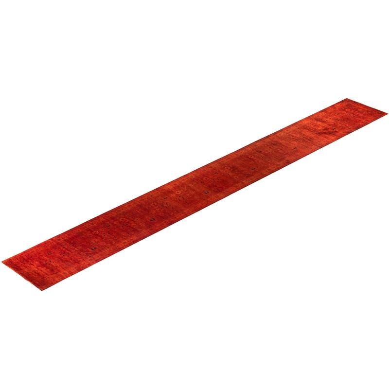 Contemporary Overdyed Wool Hand Knotted Runner - 3' 0" x 24' 5"