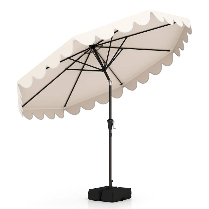 Gymax 10 FT Outdoor Umbrella w/ Weighted Base Sandbags Push Button