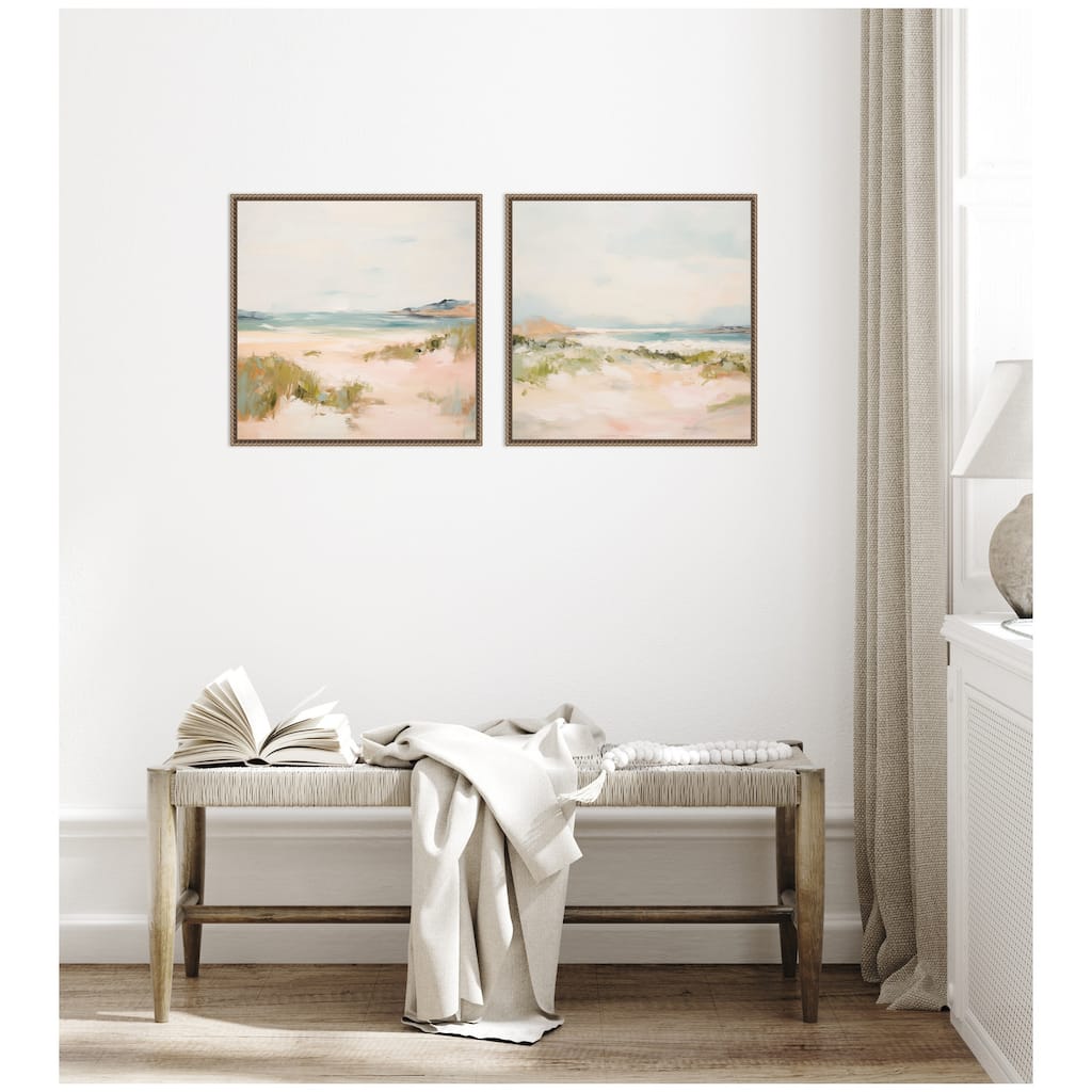 Kate and Laurel Gold Tranquil Landscape Square 2 Piece Framed Canvas Wall Art Set by Amy Lighthall