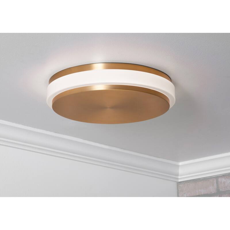 AFX Eris LED Flush Mount Light - Light Antique Brass - 14"