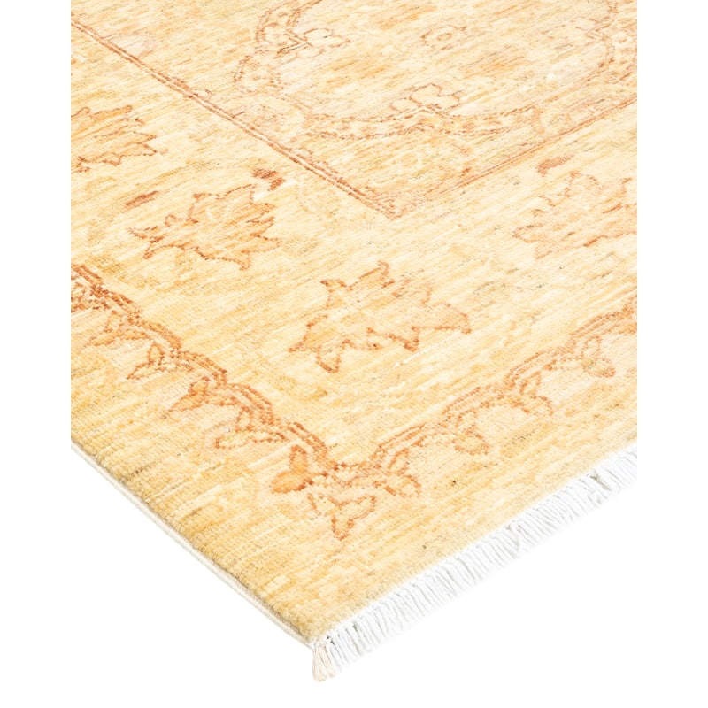 Overton Hand Knotted Wool Vintage Inspired Modern Contemporary Eclectic Ivory Runner Rug