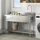 preview thumbnail 5 of 4, Stainless Steel Single Utility Sink, with Cold Hot Water Pipe Faucet
