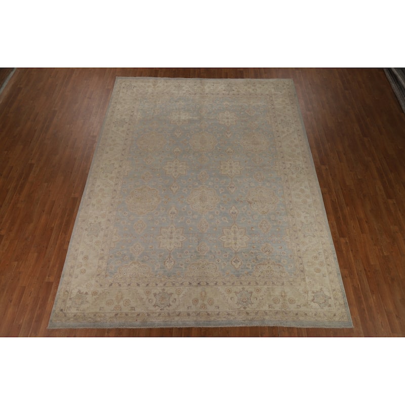 Vegetable Dye Oushak Turkish Area Rug Hand-Knotted Wool Carpet - 8'11" x 11'11"