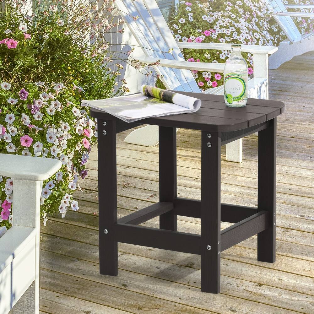 BONOSUKI Outdoor Rectangular All Weather Adirondack Side Table