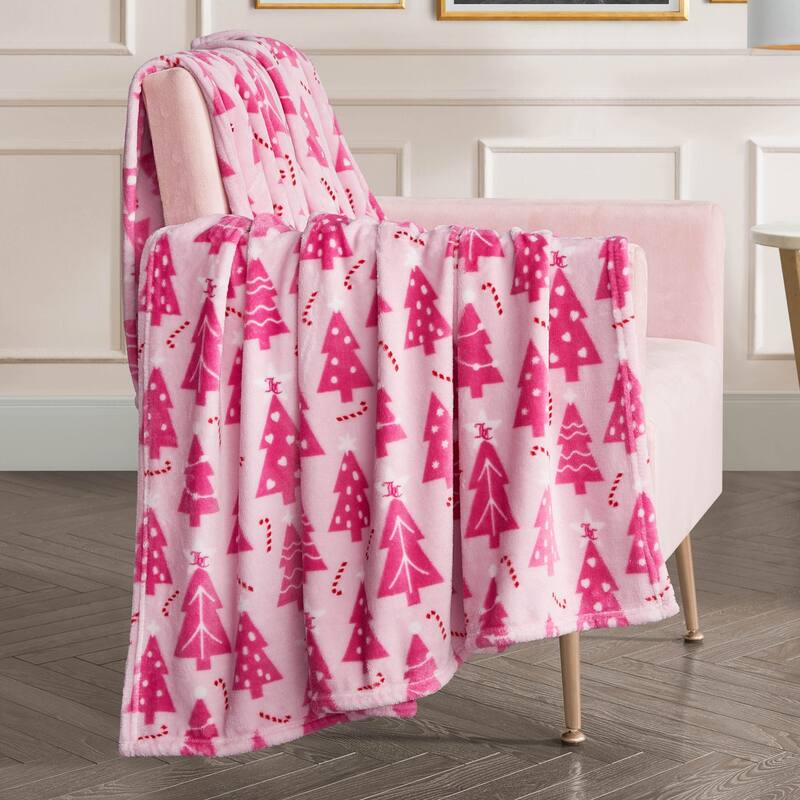 Juicy Couture Holiday Plush Throw Blankets