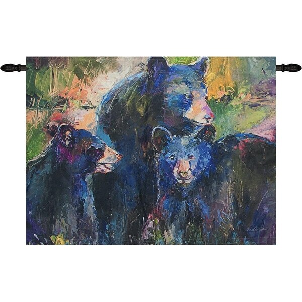 Black and Green Bear Family Designer Print Wall Hanging 36" x 26" - N/A