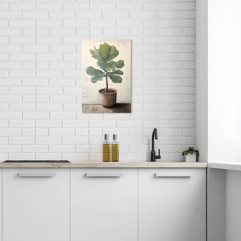 Wynwood Studio Canvas Floral and Botanical Plant in my Office Green and Modern & Contemporary Wall Art Canvas Print - 24 x 16