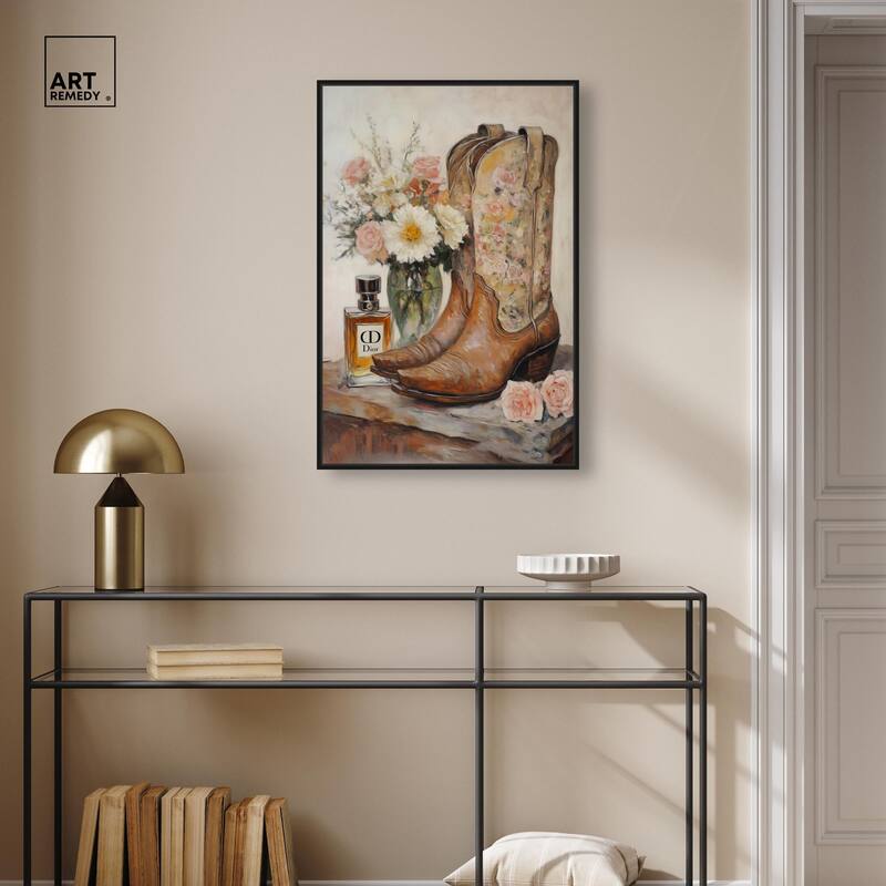 Delicate Floral Boots Canvas by Art Remedy