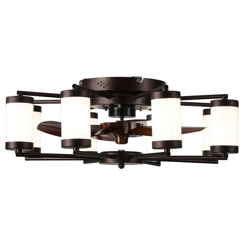22 Inch Ceiling Fan with LED Light, 5-Blade Fan with Cylindrical Light Fixtures